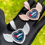 Load image into Gallery viewer, DUBSS - Custom Angel Wing Rotating Heart Photo Pendant