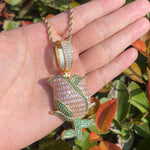 Load image into Gallery viewer, DUBSS - Iced Baguette Rose Flower Pendant