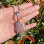 Load image into Gallery viewer, DUBSS - Iced Baguette Rose Flower Pendant