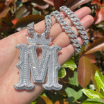 Load image into Gallery viewer, DUBSS - Custom Edgy Crown Bail Initial Letter Pendant