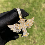 Load image into Gallery viewer, DUBSS - Iced Out Cross Angel Wing Pendant