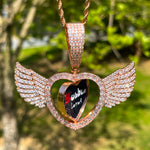 Load image into Gallery viewer, DUBSS - Custom Angel Wing Rotating Heart Photo Pendant