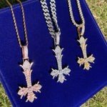 Load image into Gallery viewer, DUBSS - Iced Out Gothic Upside Down Cross Pendant