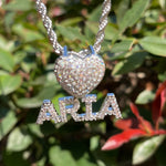 Load image into Gallery viewer, DUBSS - Iced Out Heart Bail Letter Pendant