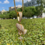 Load image into Gallery viewer, DUBSS - Iced Out Praying Hands Cross Pendant
