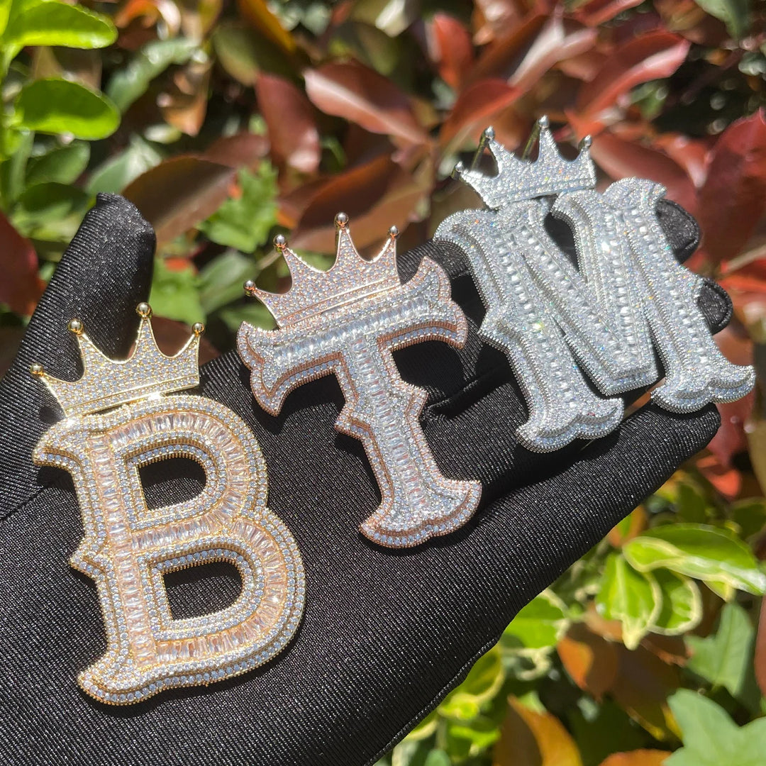 DUBSS - Custom Edgy Crown Bail Initial Letter Pendant