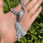 Load image into Gallery viewer, DUBSS - Iced Out Praying Hands Cross Pendant
