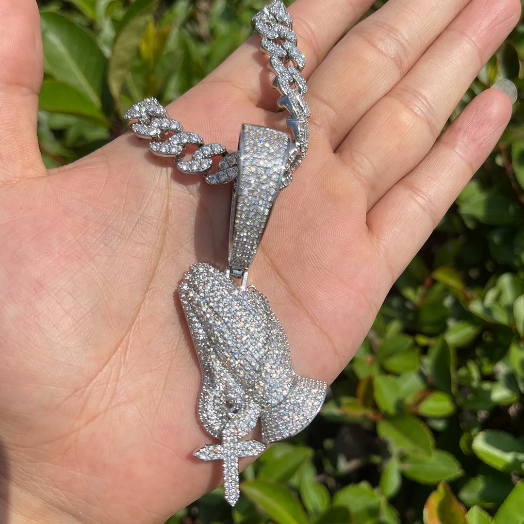 DUBSS - Iced Out Praying Hands Cross Pendant