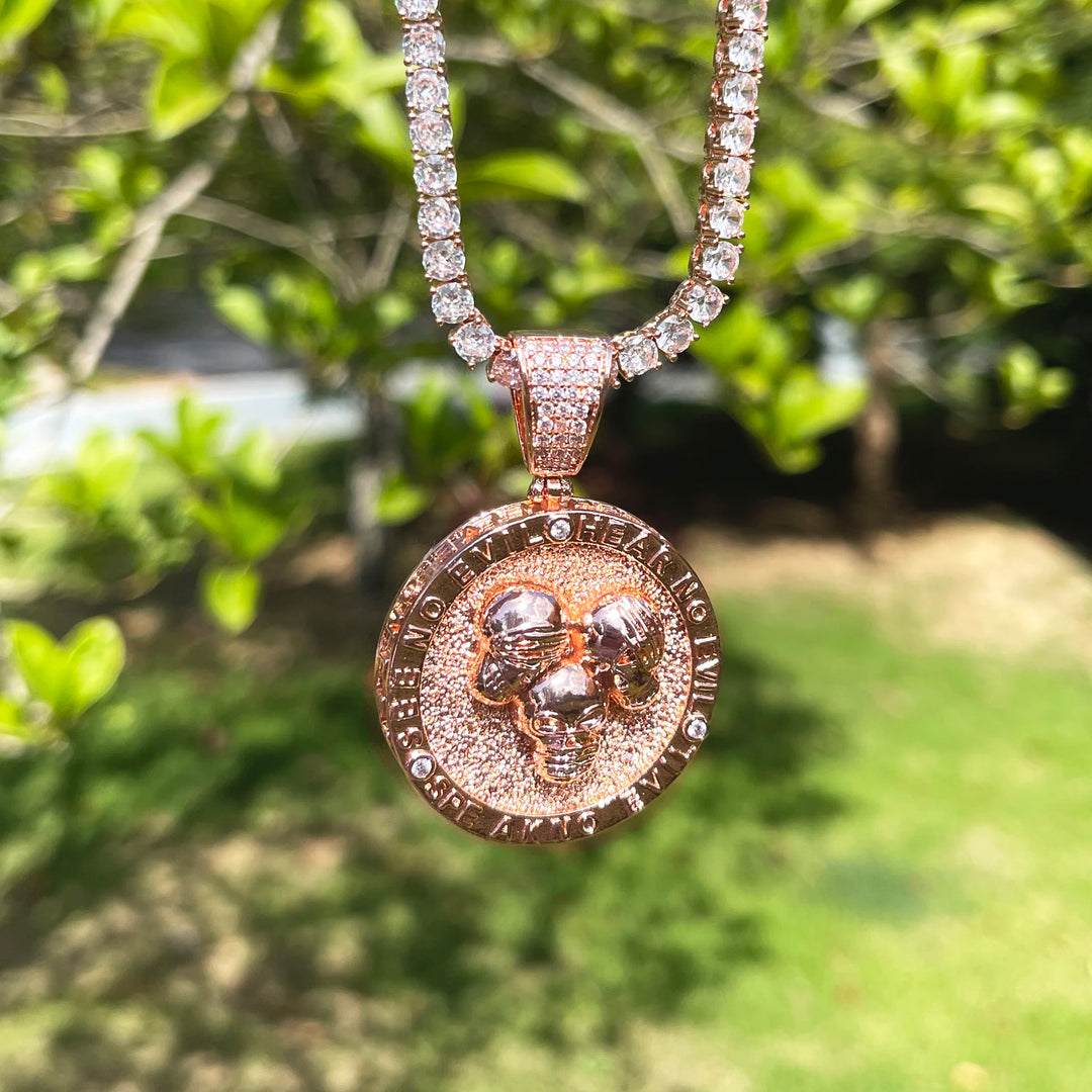 DUBSS - Iced Out Skull Circle Pendant