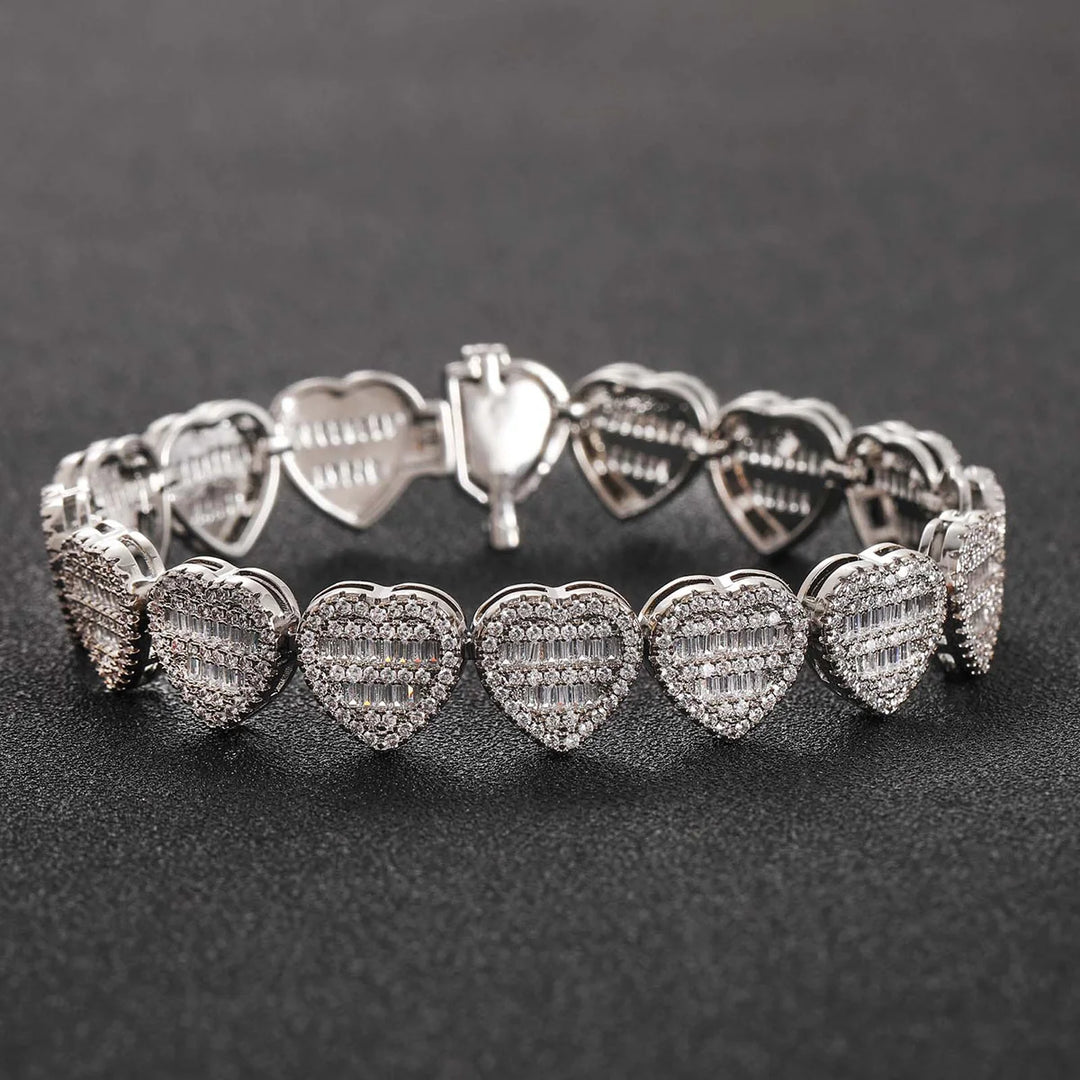 DUBSS - Iced Out Baguette Prong Heart Bracelets