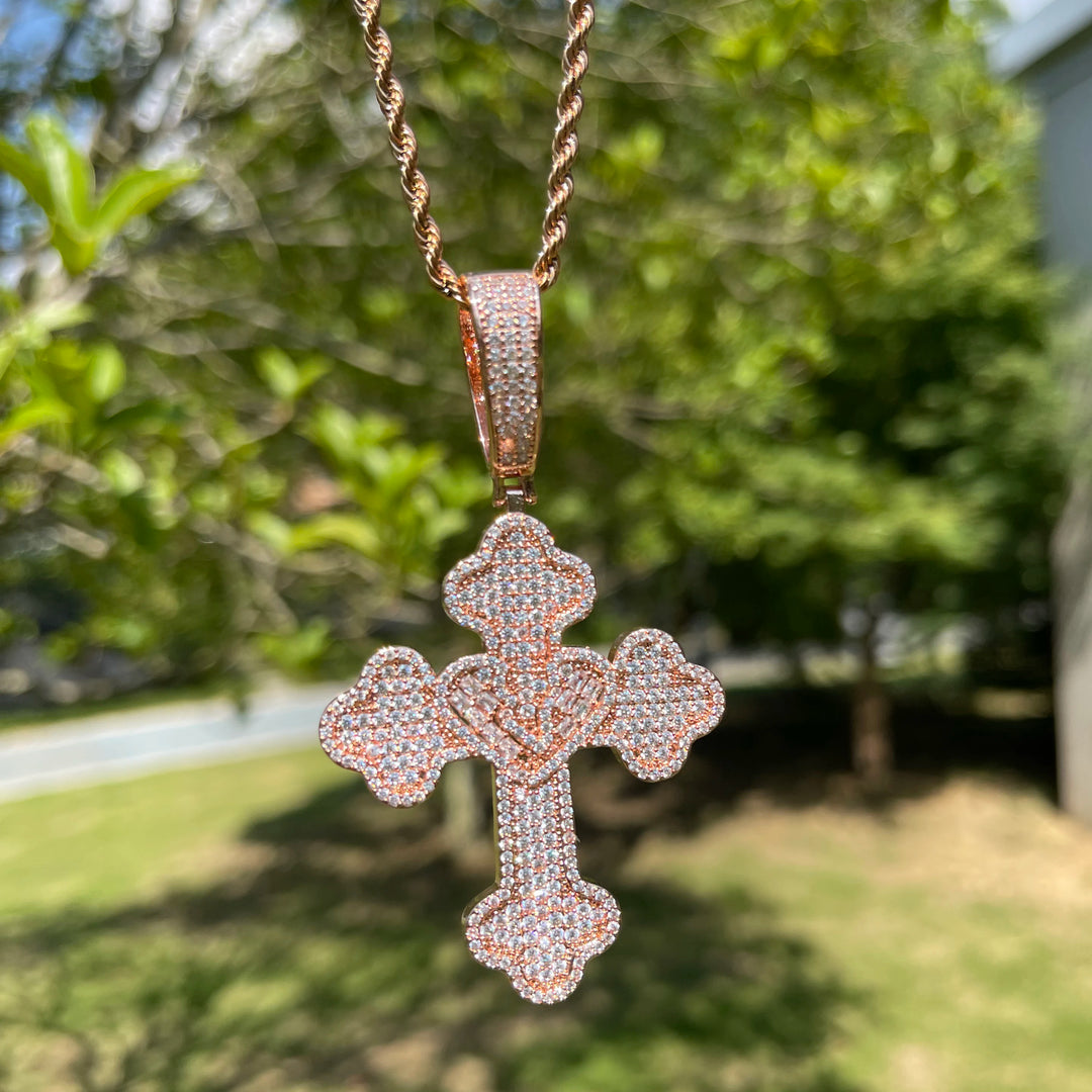 DUBSS - Iced Out Heart Cross Pendant