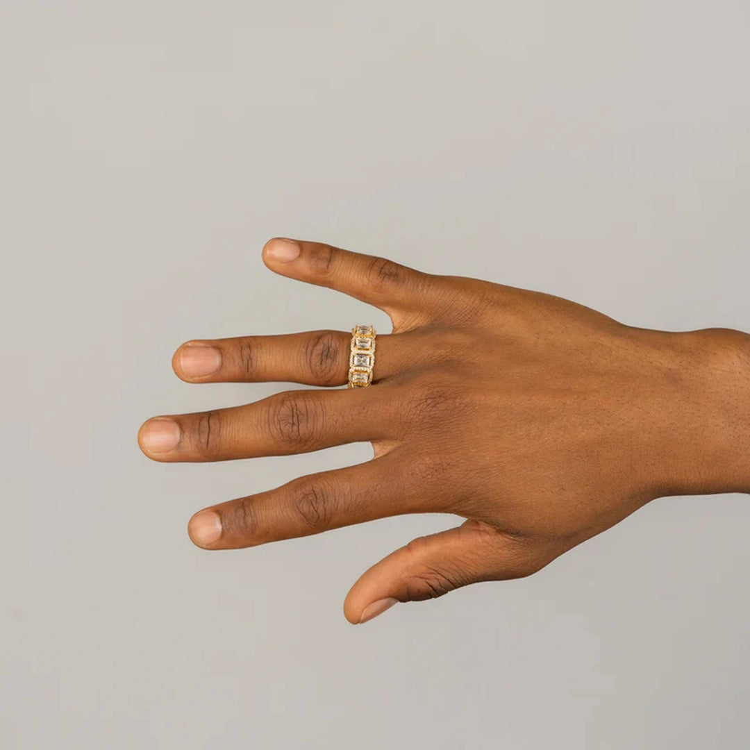 DUBSS - 10mm Gold Iced Baguette Ring