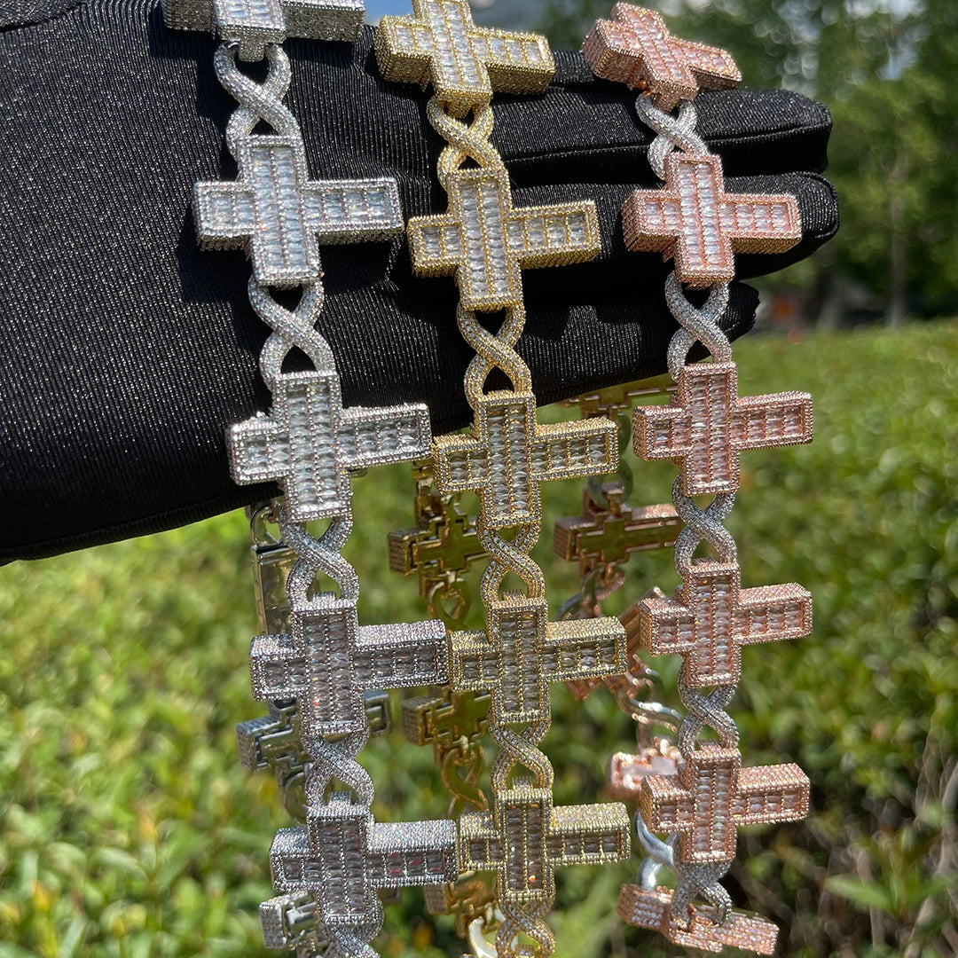 DUBSS - Iced Out Infinity Cross Baguette  Bracelet