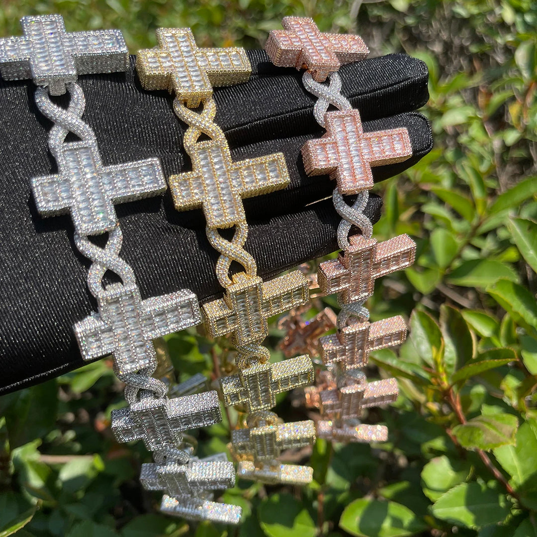 DUBSS - Iced Out Infinity Cross Baguette  Bracelet