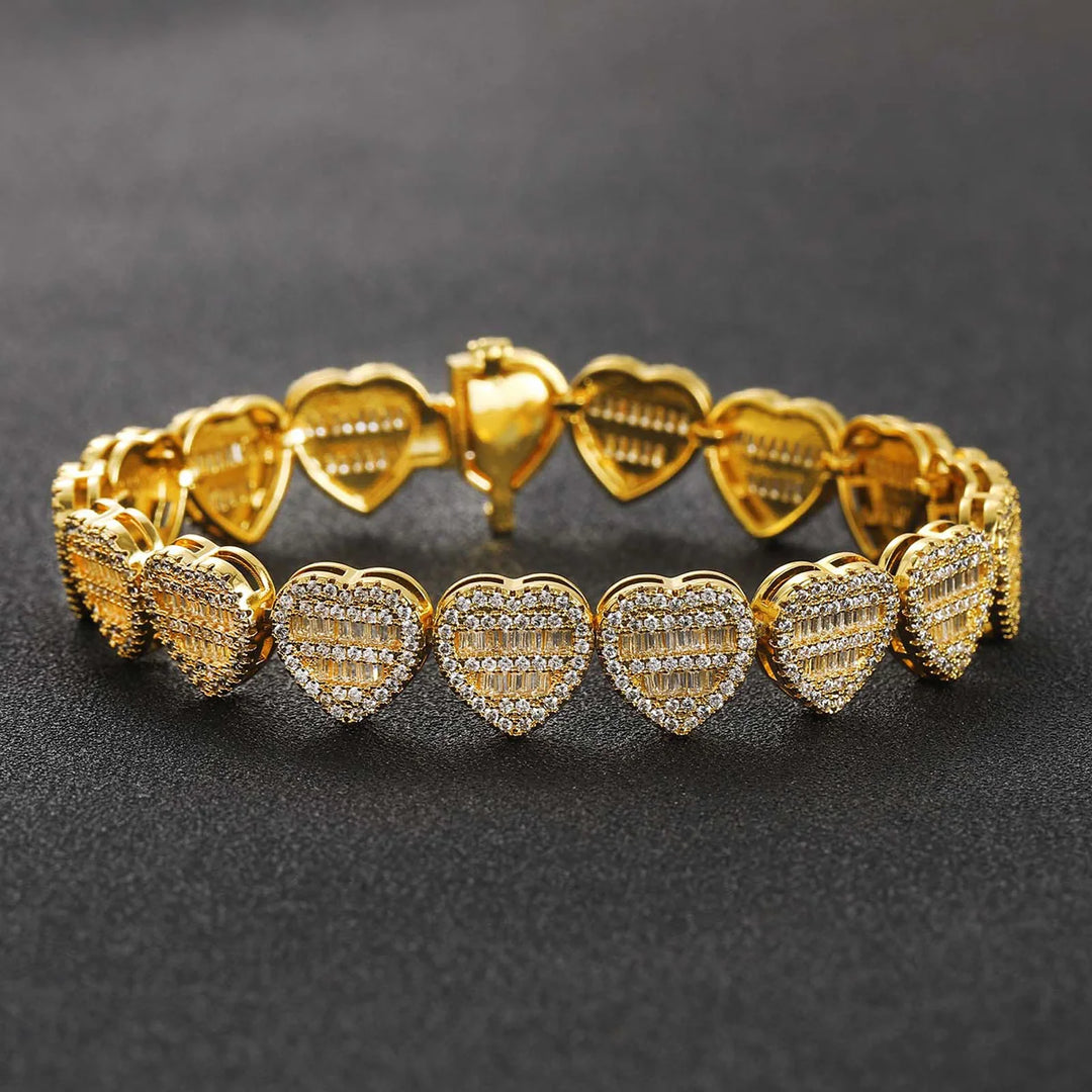 DUBSS - Iced Out Baguette Prong Heart Bracelets