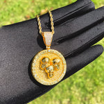 Load image into Gallery viewer, DUBSS - Iced Out Skull Circle Pendant
