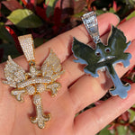 Load image into Gallery viewer, DUBSS - Iced Out Wing Cross Pendant
