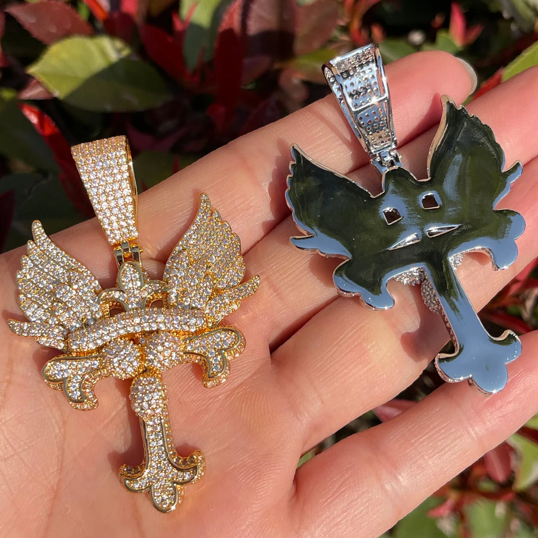 DUBSS - Iced Out Wing Cross Pendant