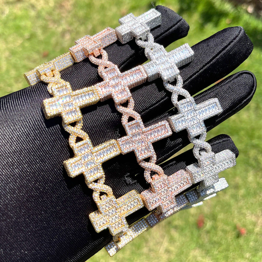 DUBSS - Iced Out Baguette Cross Infinity Bracelet