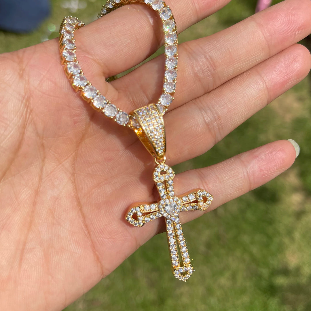 DUBSS - Iced Out Cross Heart Pendant