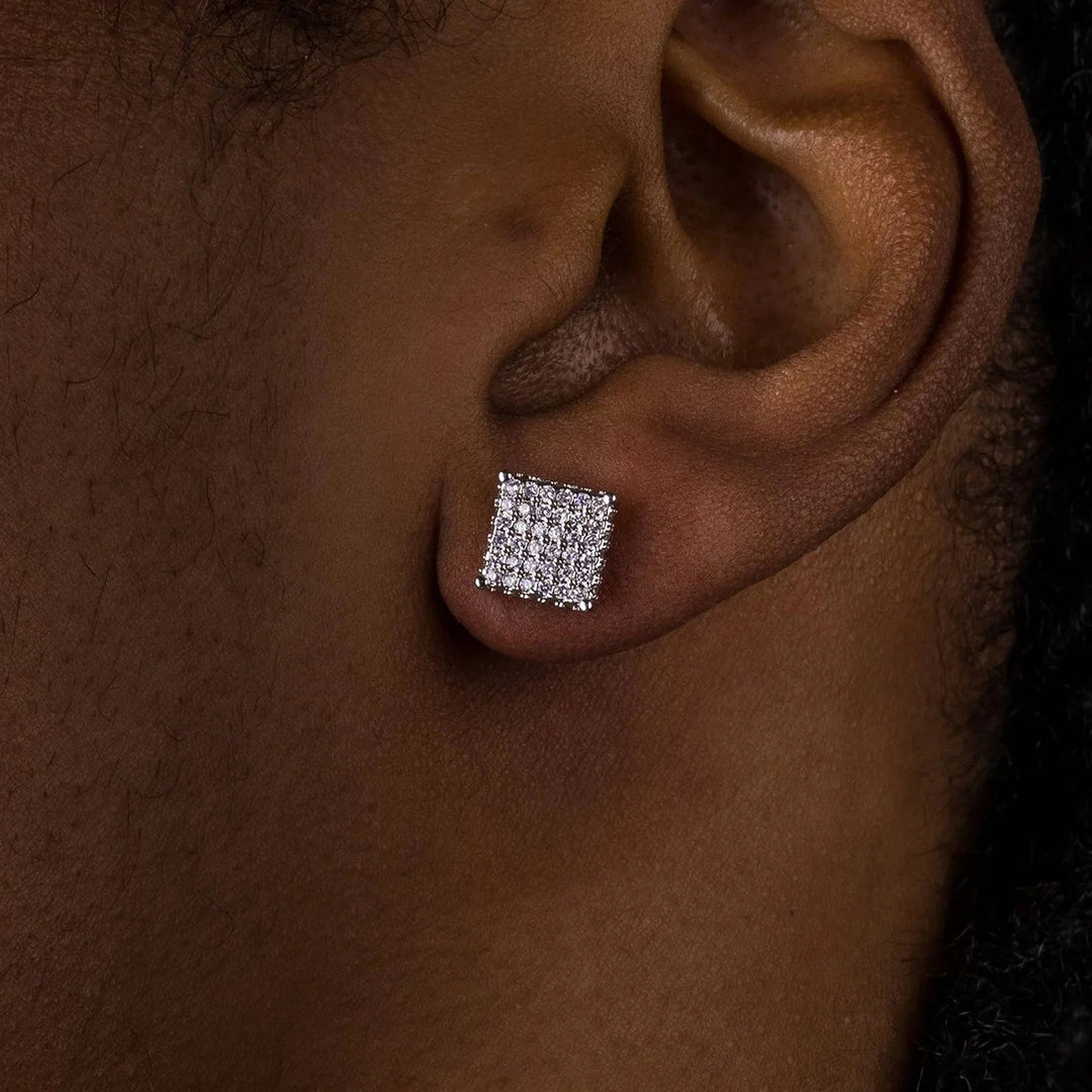 DUBSS - 12mm Iced Square Cluster Earrings