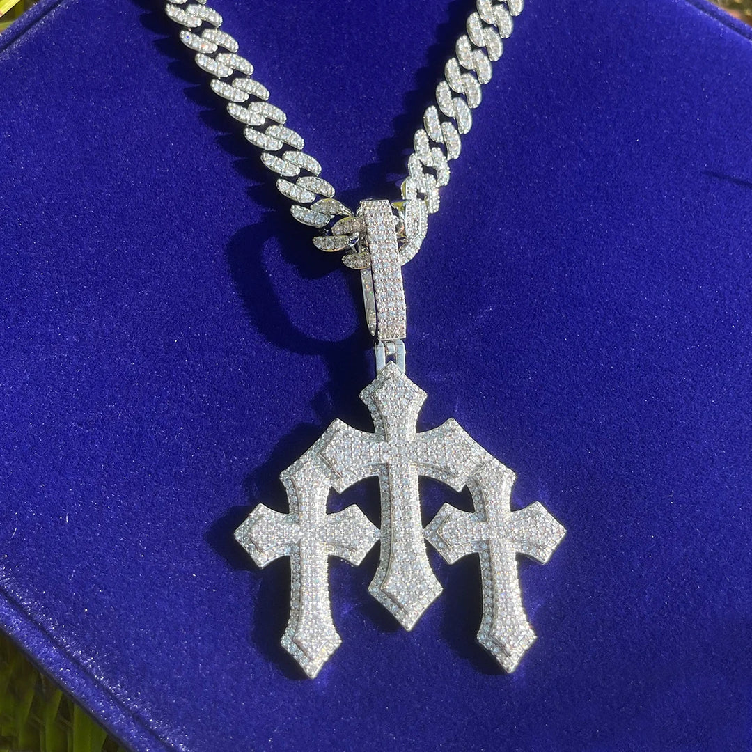 DUBSS - Iced Out Triple Luxury Cross Pendant