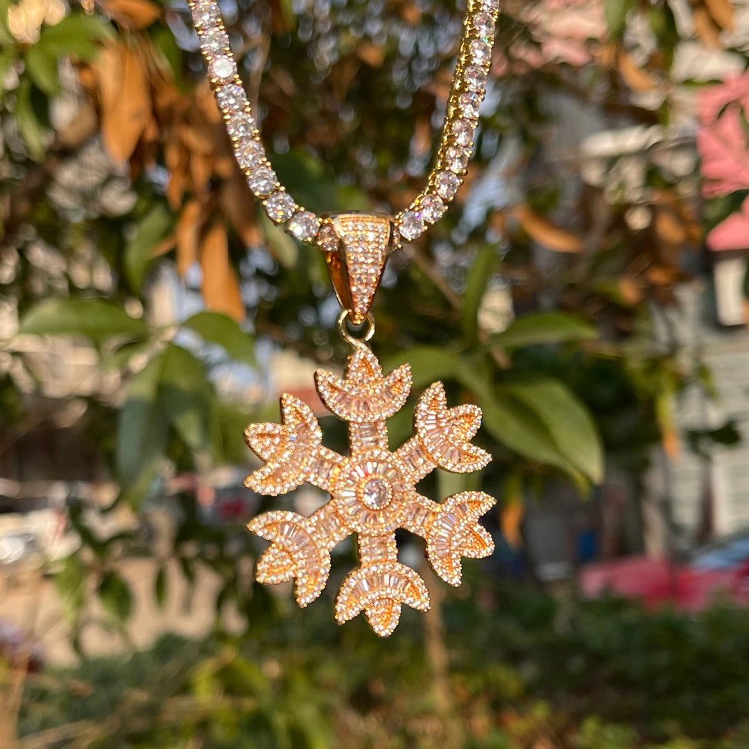 DUBSS - Iced Out Baguette Snow Flower Pendant