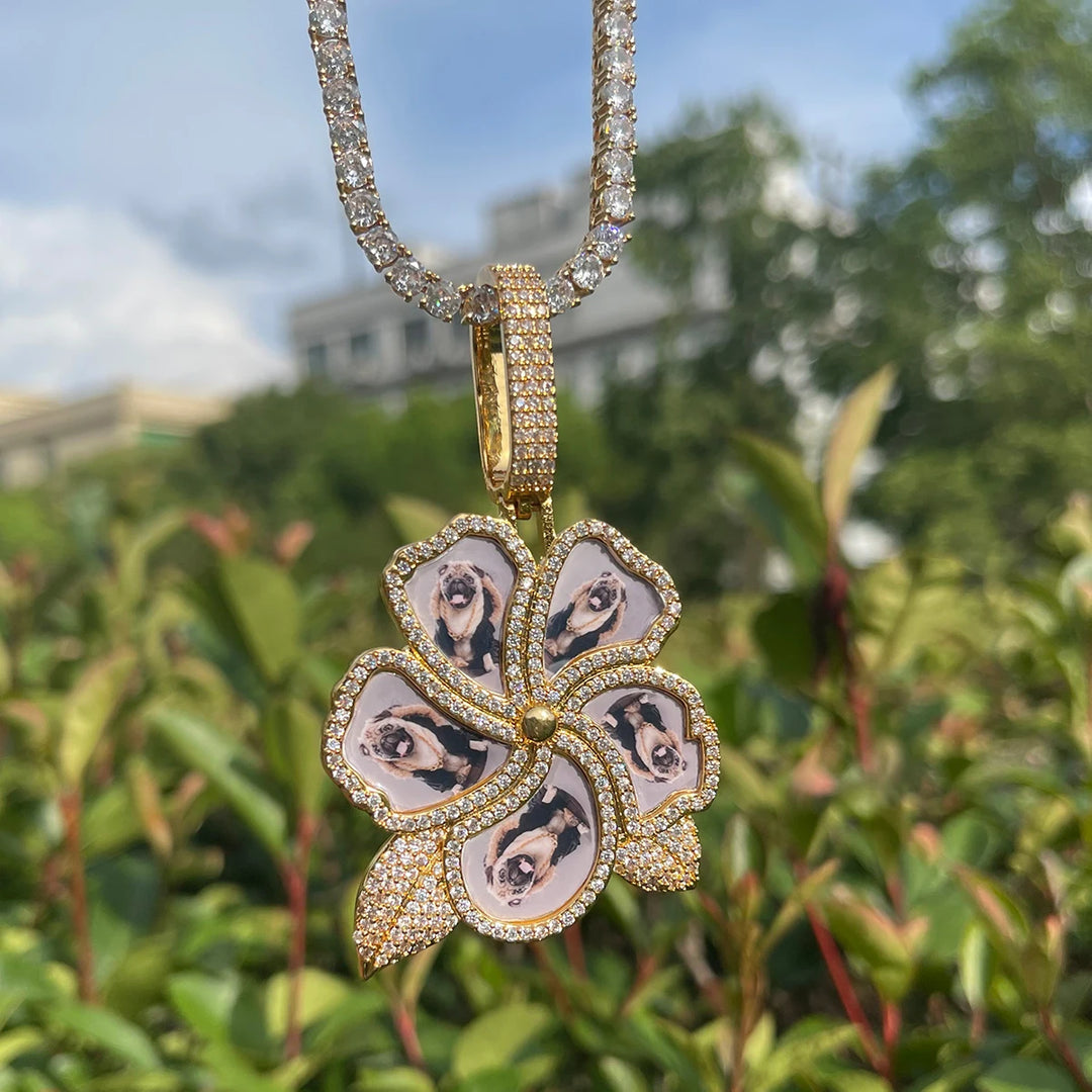 DUBSS - Iced Out Custom Flower Photo Pendant