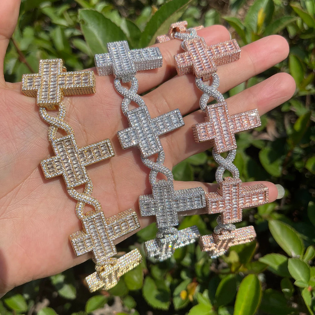 DUBSS - Iced Out Infinity Cross Baguette  Bracelet