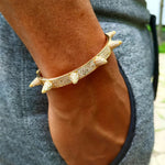 Load image into Gallery viewer, DUBSS - Iced Out Gold Bangle Spiked Bracelet
