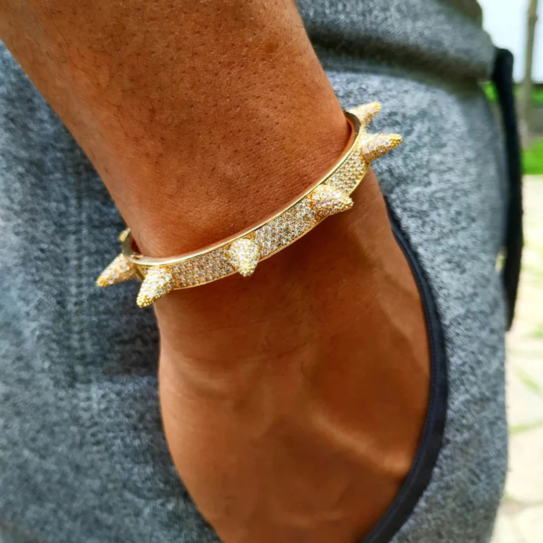 DUBSS - Iced Out Gold Bangle Spiked Bracelet