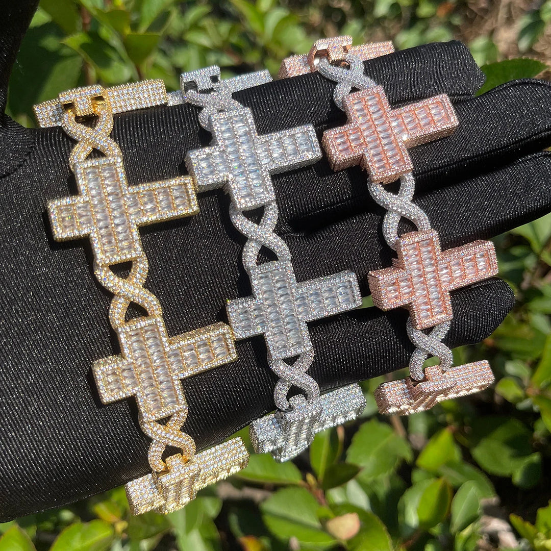 DUBSS - Iced Out Infinity Cross Baguette  Bracelet