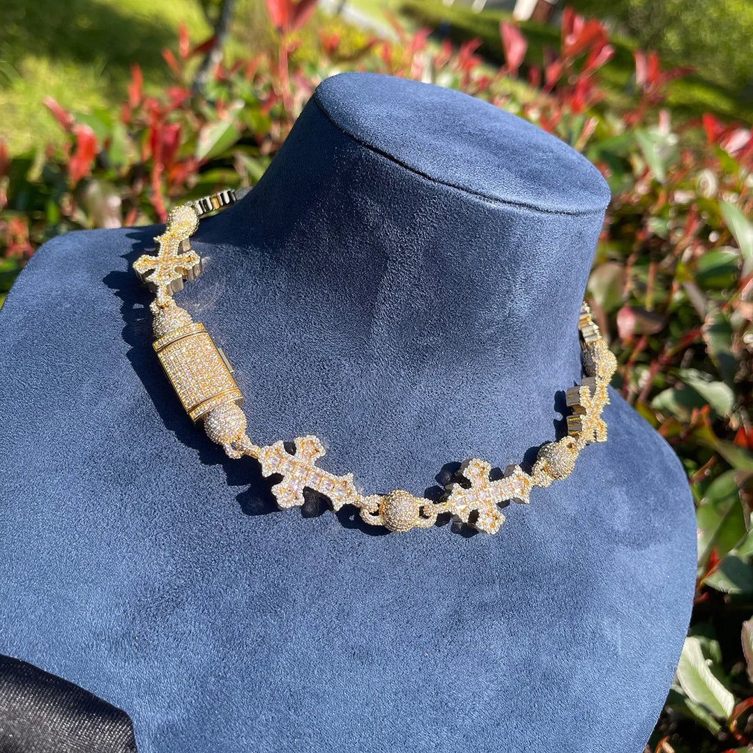DUBSS - Iced Out Gold Ball Cross Chain