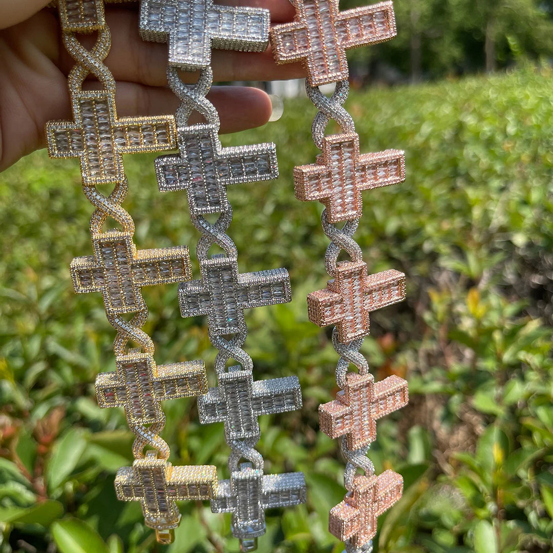 DUBSS - Iced Out Infinity Cross Baguette  Bracelet