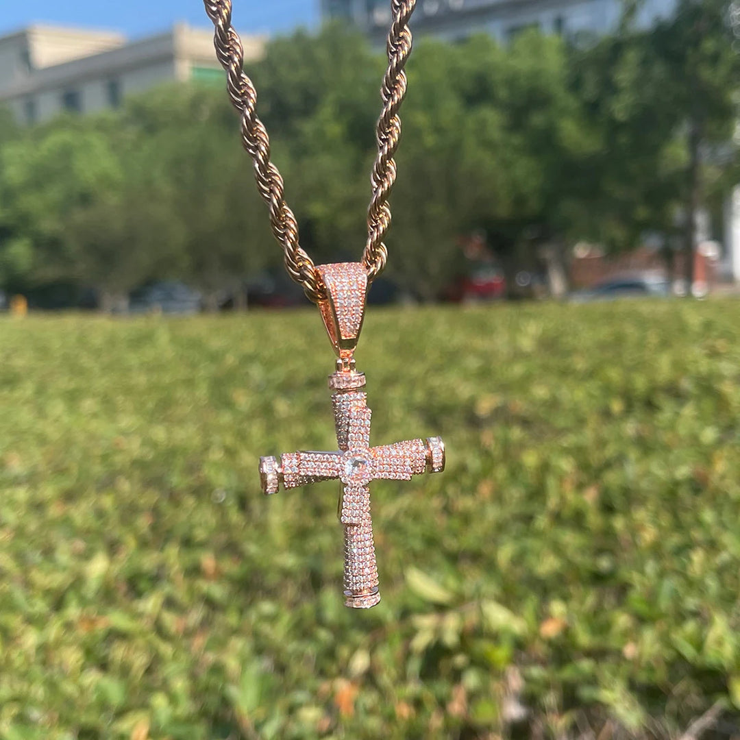 DUBSS - Iced Out Middle Aged Cross Pendant