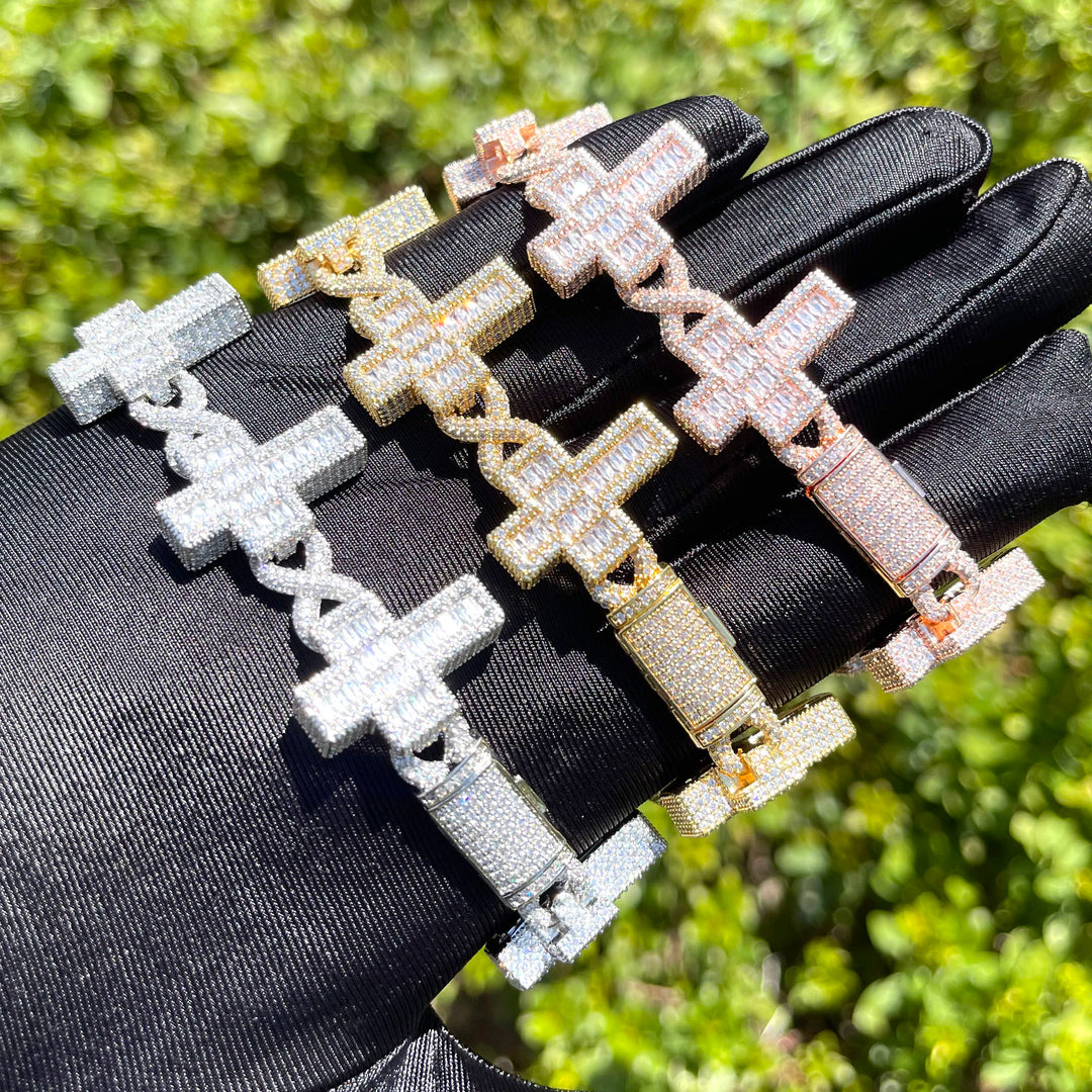 DUBSS - Iced Out Baguette Cross Infinity Bracelet