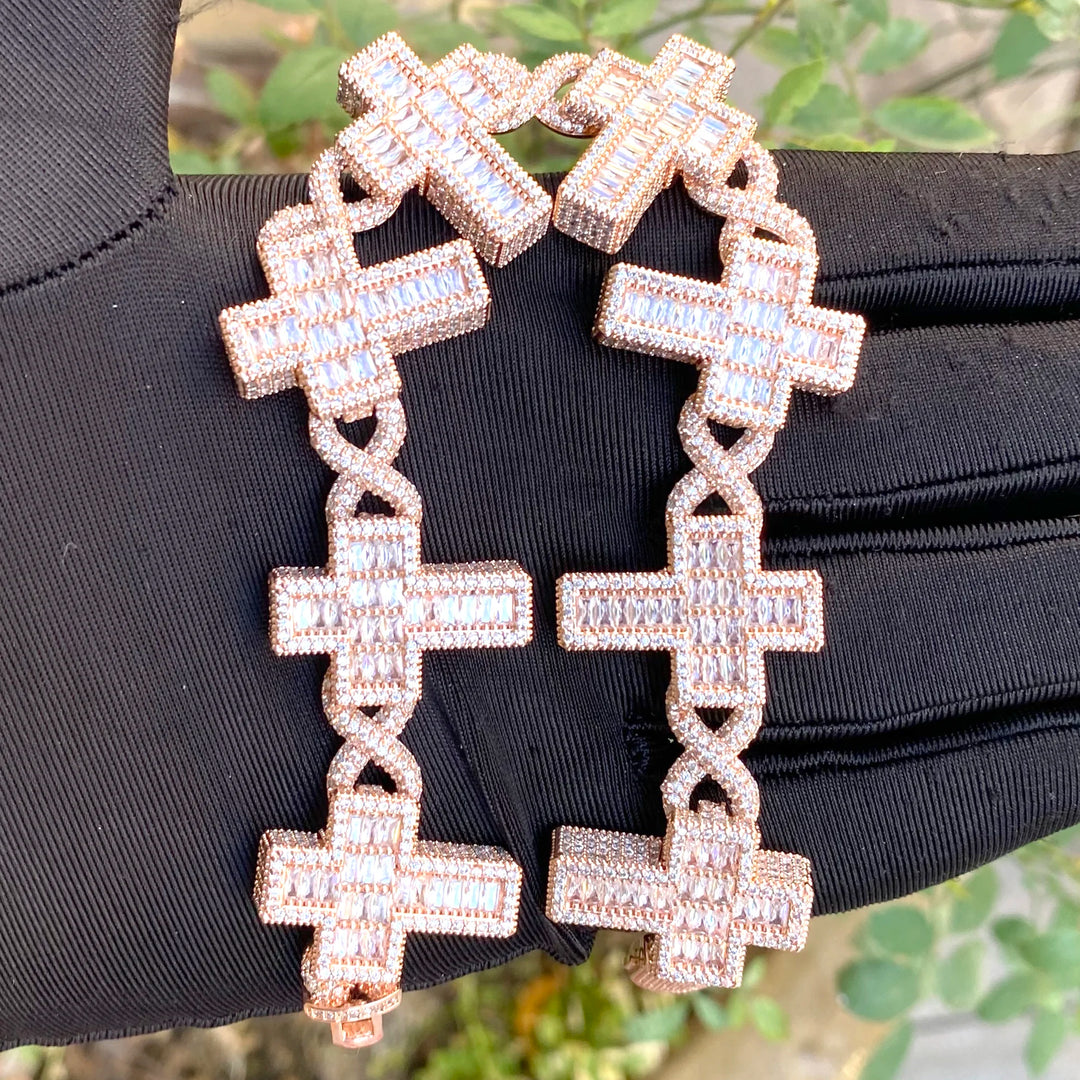 DUBSS - Iced Out Baguette Cross Infinity Bracelet