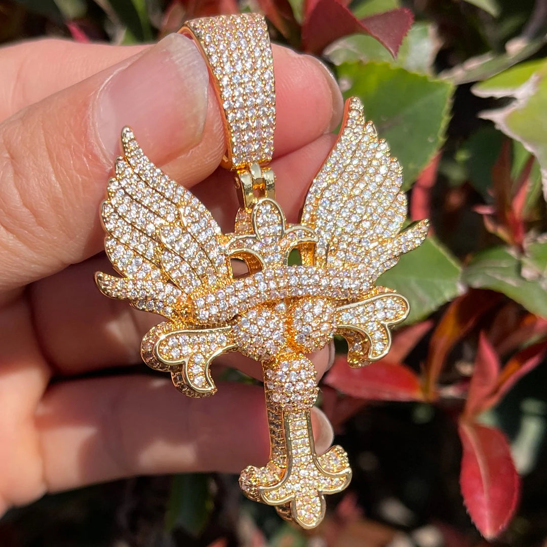 DUBSS - Iced Out Wing Cross Pendant