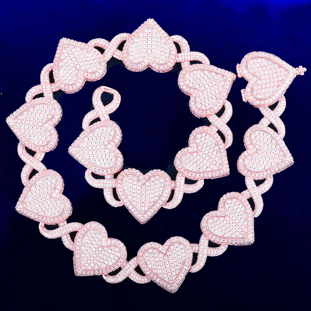 DUBSS - 20mm Iced Out Prong Infinity Heart Chain