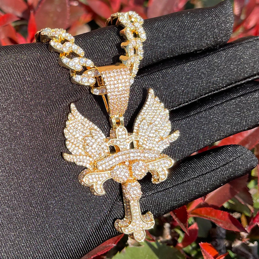 DUBSS - Iced Out Wing Cross Pendant