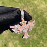 Load image into Gallery viewer, DUBSS - Iced Out Cross Angel Wing Pendant
