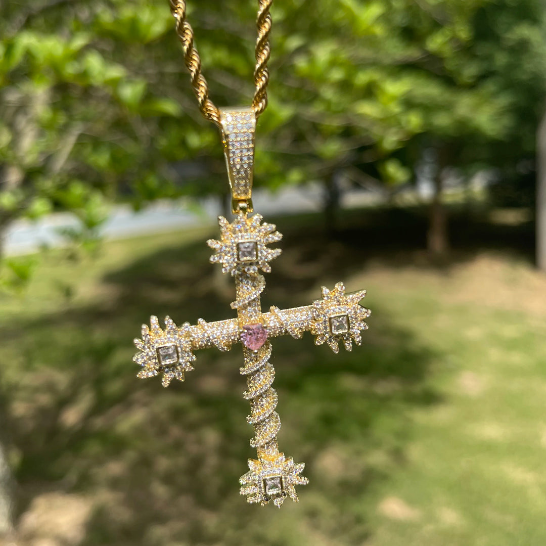 DUBSS - Iced Out Geared Cross Pendant