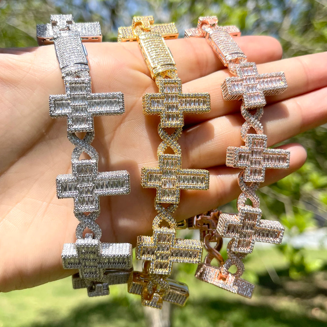 DUBSS - Iced Out Baguette Cross Infinity Bracelet