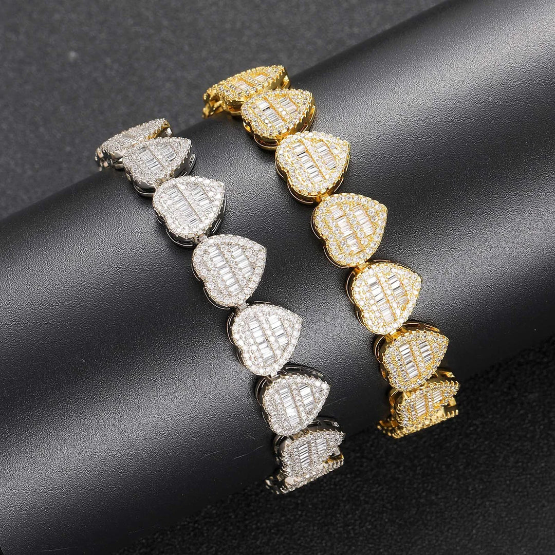 DUBSS - Iced Out Baguette Prong Heart Bracelets