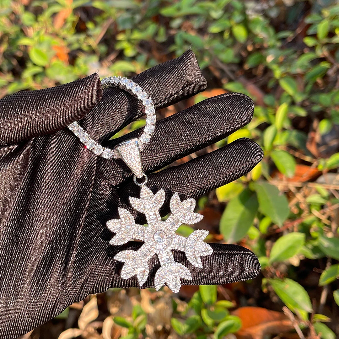 DUBSS - Iced Out Baguette Snow Flower Pendant