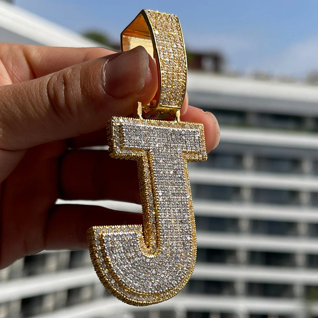 DUBSS - Custom Iced Out Double Layer Single A-Z Letter Pendant