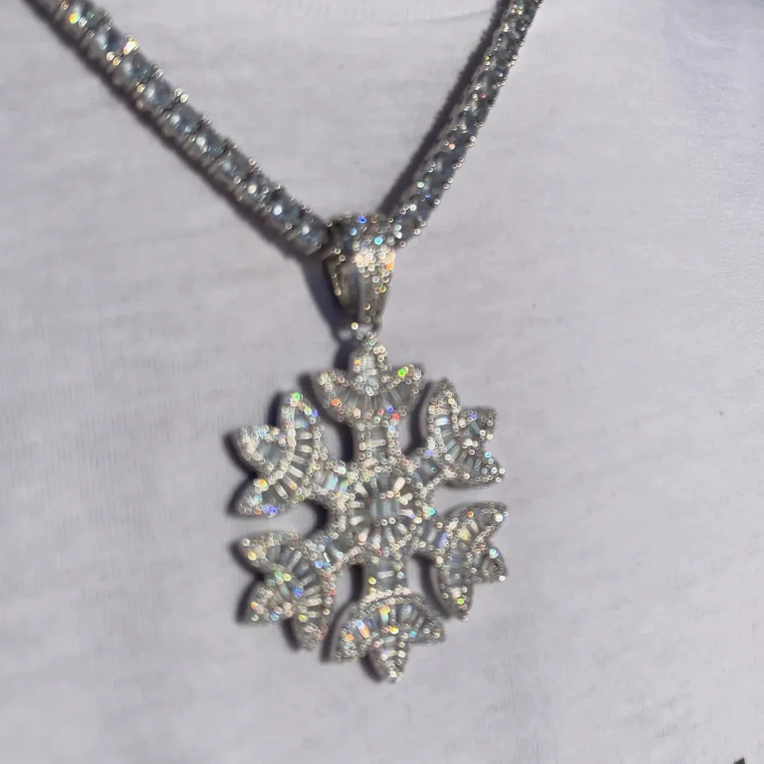 DUBSS - Iced Out Baguette Snow Flower Pendant