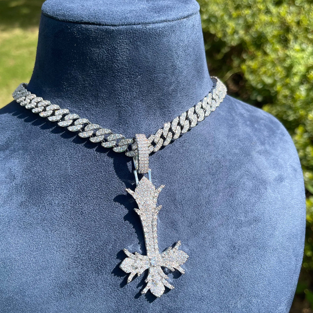 DUBSS - Iced Out Gothic Upside Down Cross Pendant