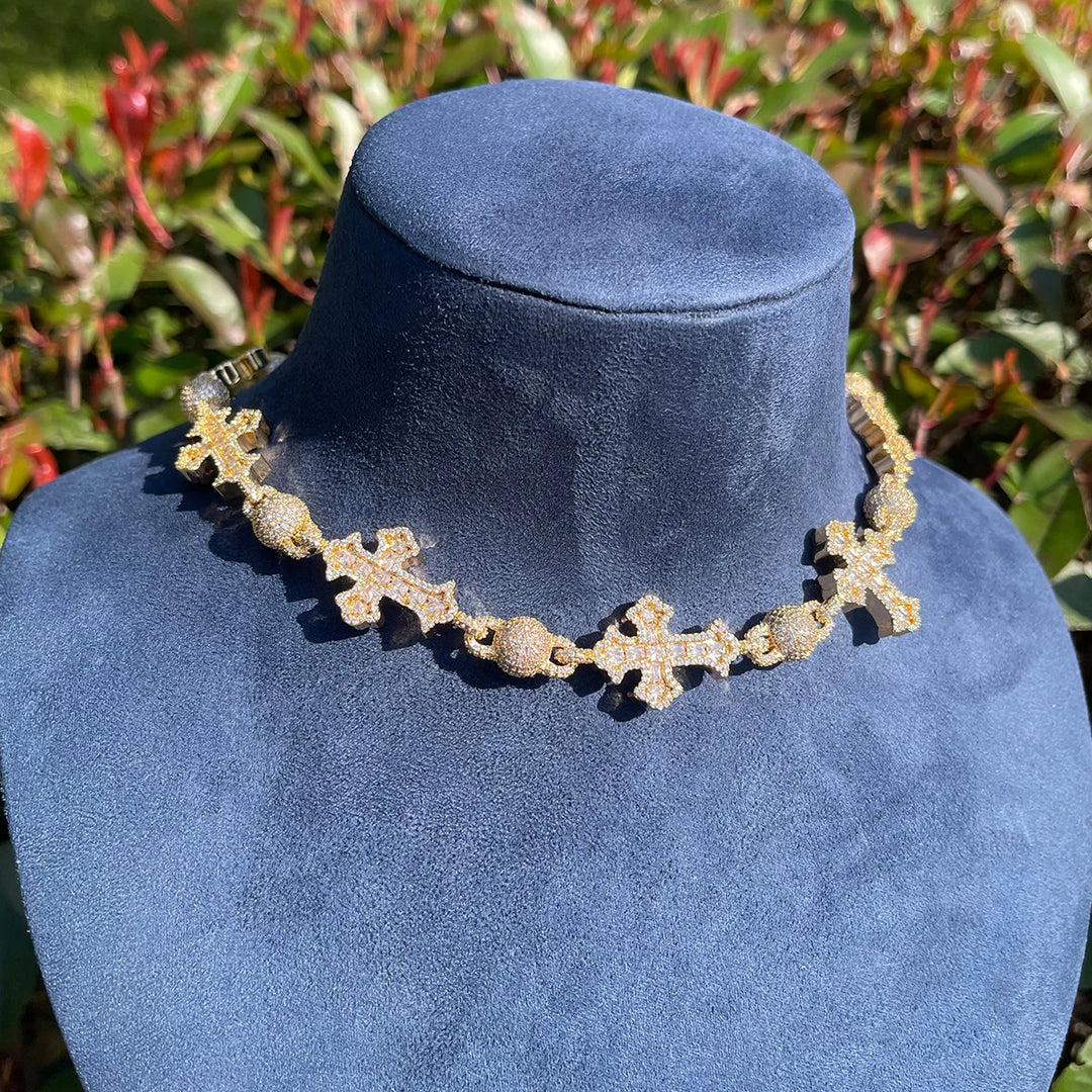 DUBSS - Iced Out Gold Ball Cross Chain