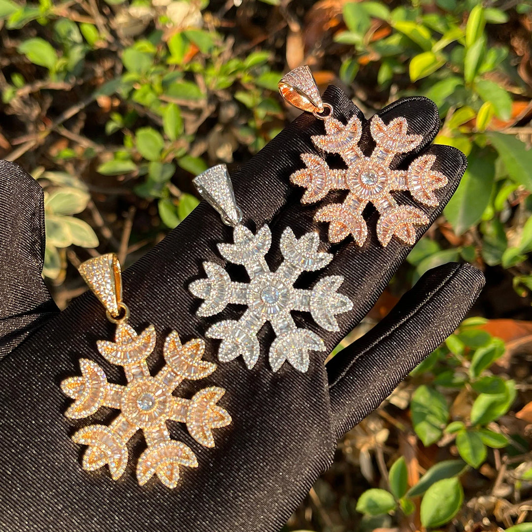 DUBSS - Iced Out Baguette Snow Flower Pendant